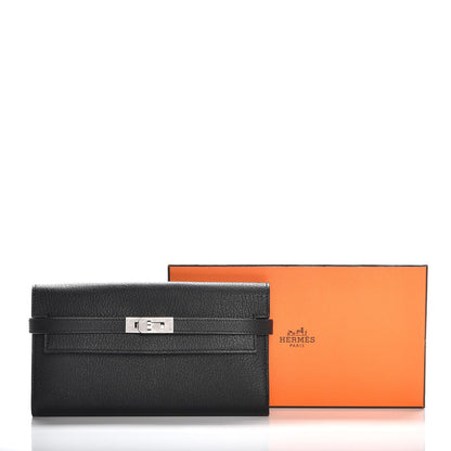 Hermes Chevre Mysore Kelly Longue Wallet Black 8 of 8