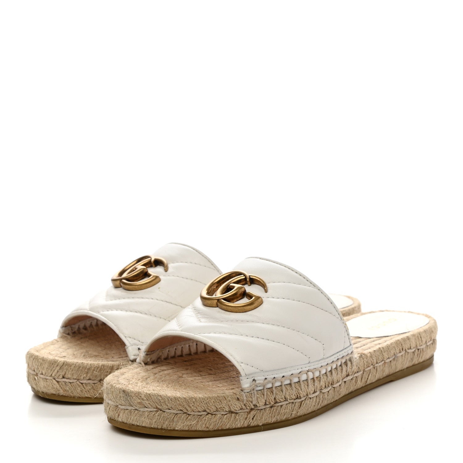 Gucci Nappa Matelasse GG Marmont Espadrille Slide Sandals 37 Great White 3 of 13