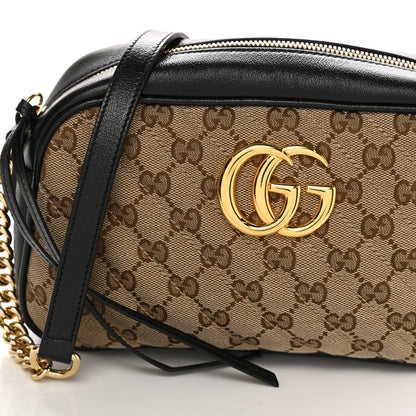 Gucci Monogram Matelasse Diagonal Small GG Marmont Chain Shoulder Bag Beige Black 9 of 12