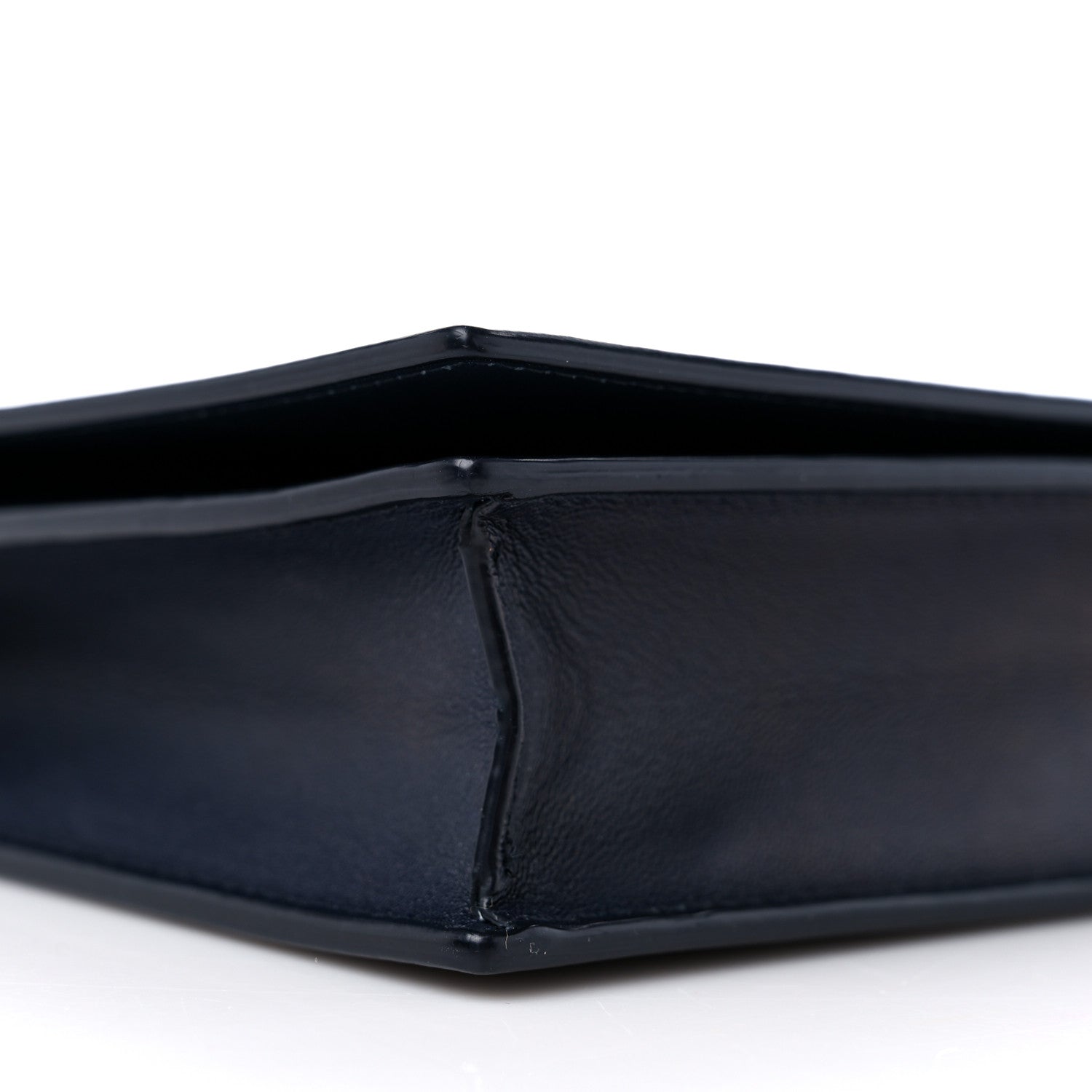 Celine Smooth Lambskin Frame Evening Chain Clutch Terracotta Navy 8 of 10