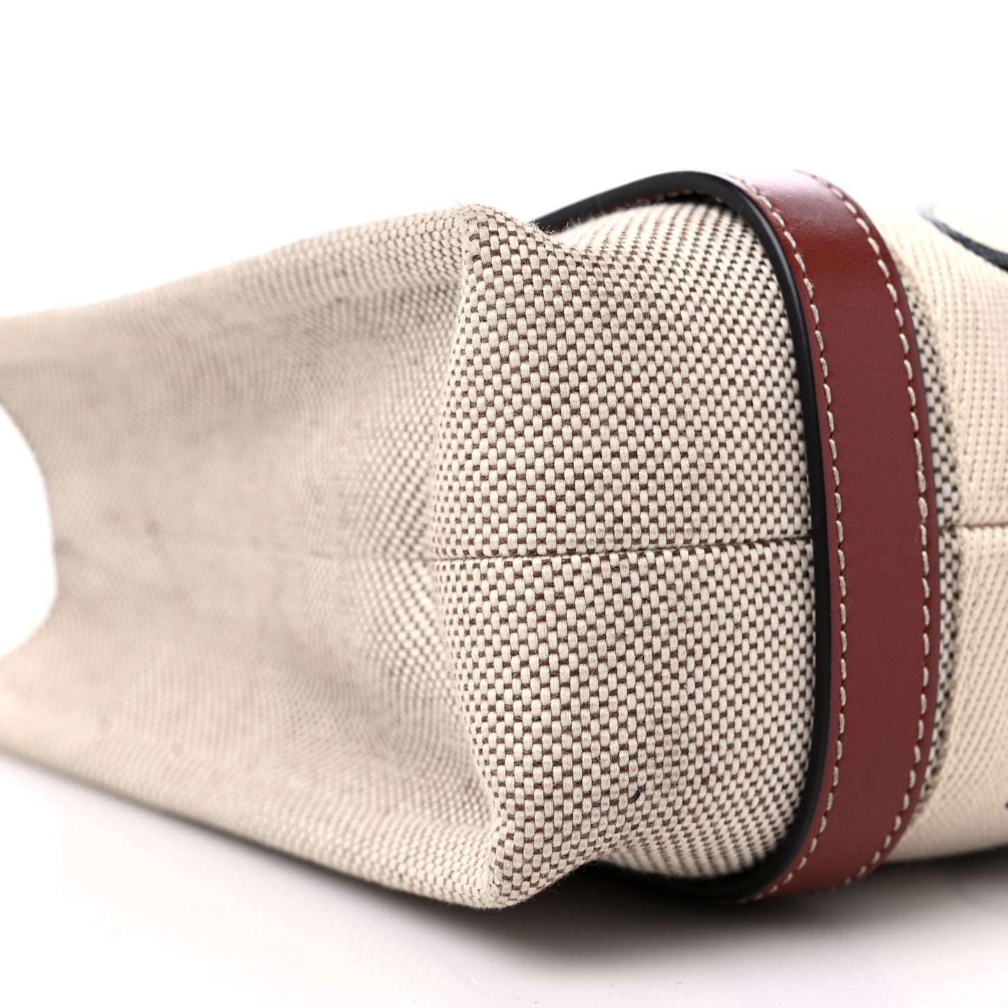 Cotton Calfskin Small Woody Ribbon Tote With Strap White Brown