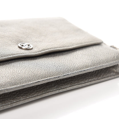Chanel Metallic Goatskin Wallet On Chain WOC Silver 11 of 11