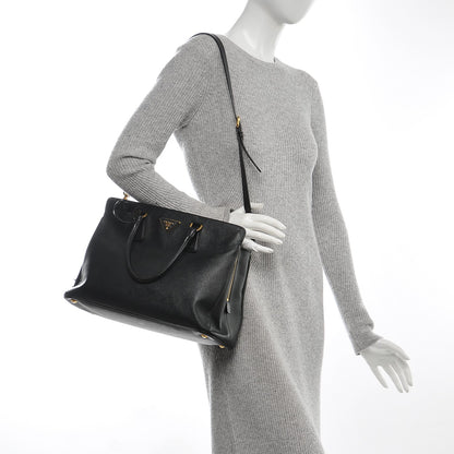 Prada Saffiano Lux Large Top Handle Open Tote Nero Black 2 of 6