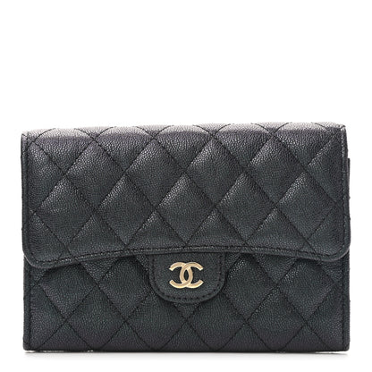 Chanel Iridescent Caviar Quilted Medium Flap Wallet Black 1 of 8