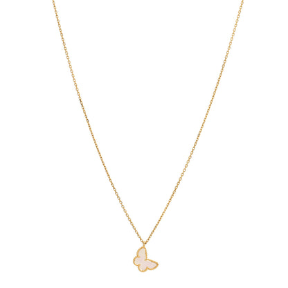 Van Cleef & Arpels 18K Yellow Gold Mother of Pearl Sweet Alhambra Butterfly Pendant Necklace 1 of 3