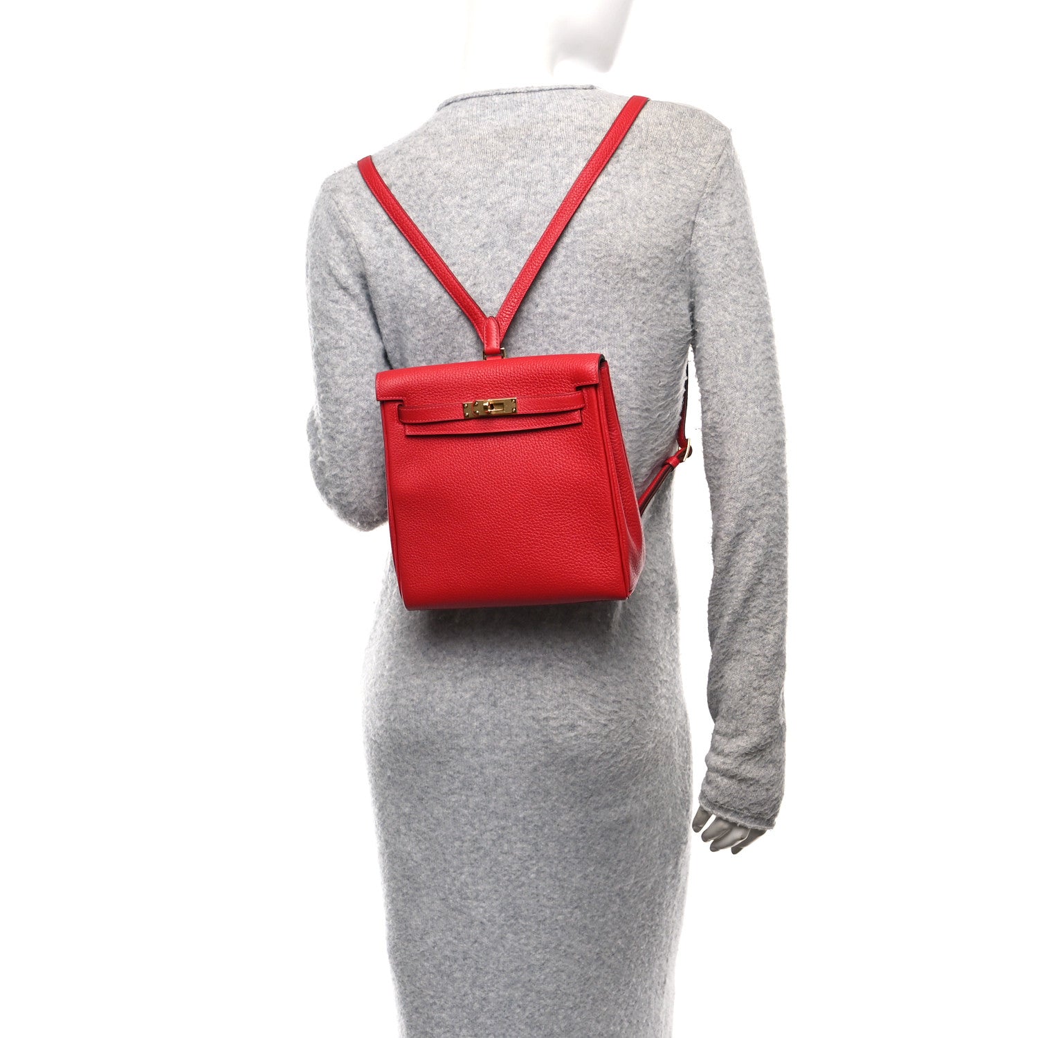 Hermes Taurillon Clemence Kelly Ado Backpack Rouge Casaque 2 of 11