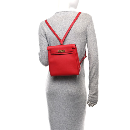 Hermes Taurillon Clemence Kelly Ado Backpack Rouge Casaque 2 of 11