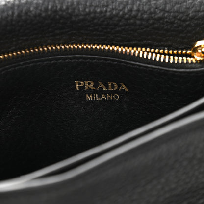 Prada Vitello Daino Double Strap Flap Crossbody Black 6 of 12