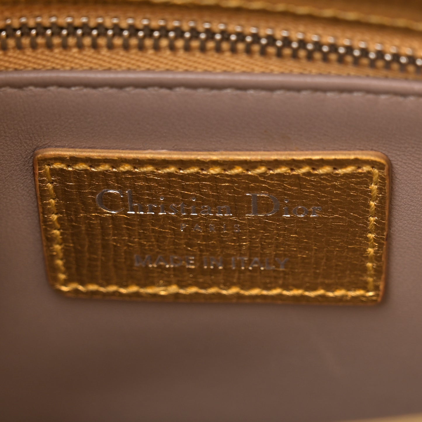 Metallic Grained Calfskin Cannage Small Lucky Badges My Lady Dior Gold