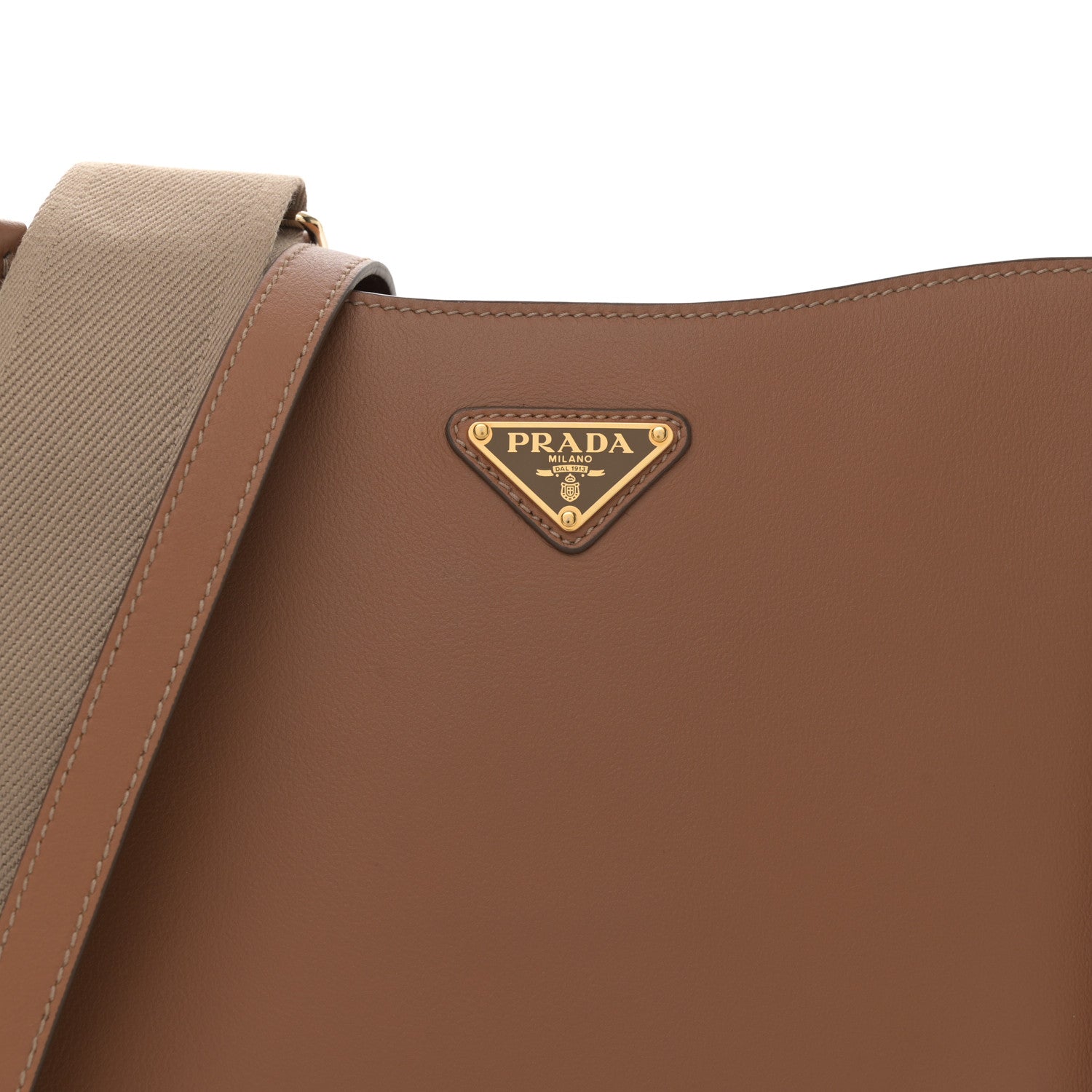 Prada Soft Grain Calfskin Shoulder Bag Caramel 8 of 10