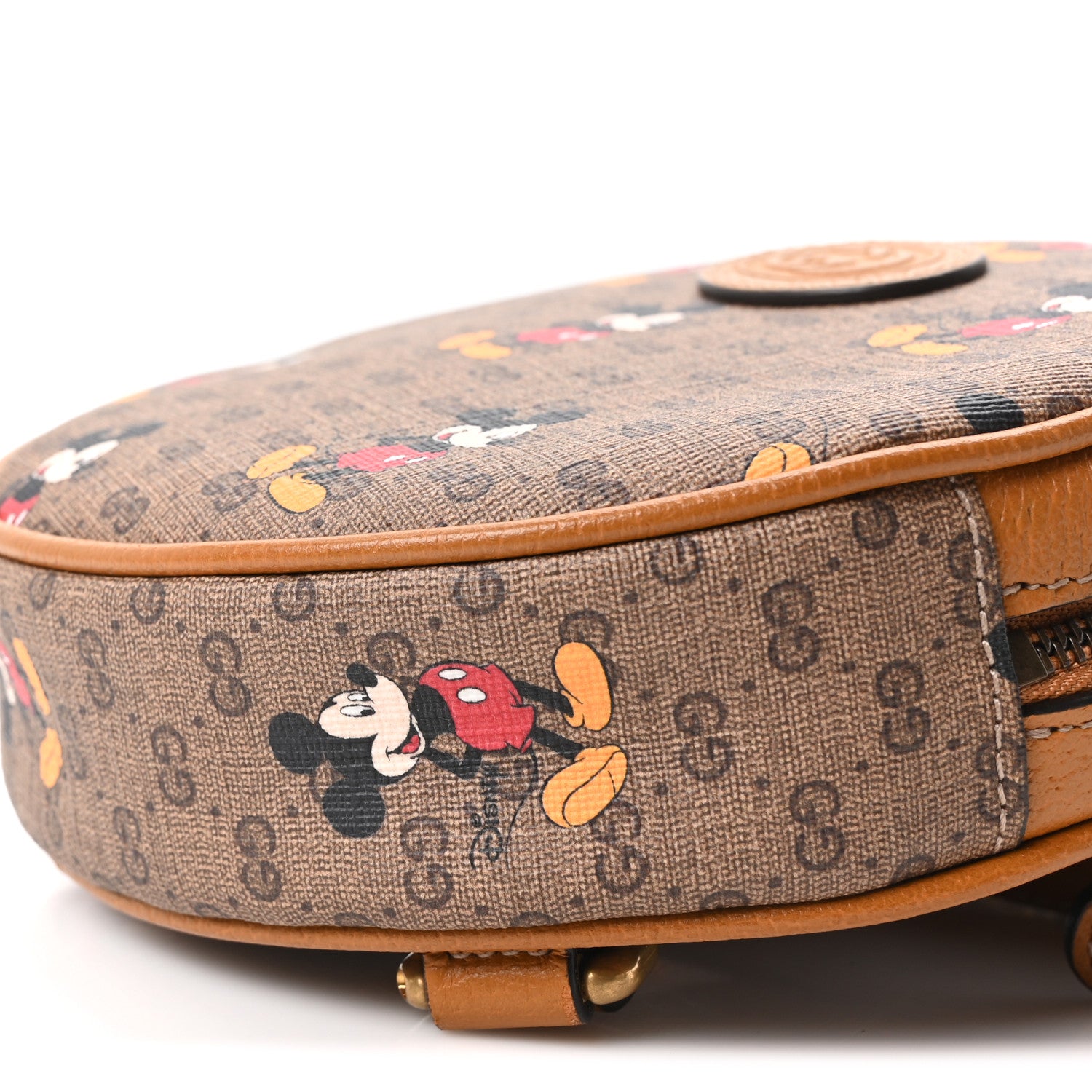 Gucci Mini Vintage GG Supreme Monogram Mickey Mouse Round Backpack Beige Vintage Sun Oil 10 of 10