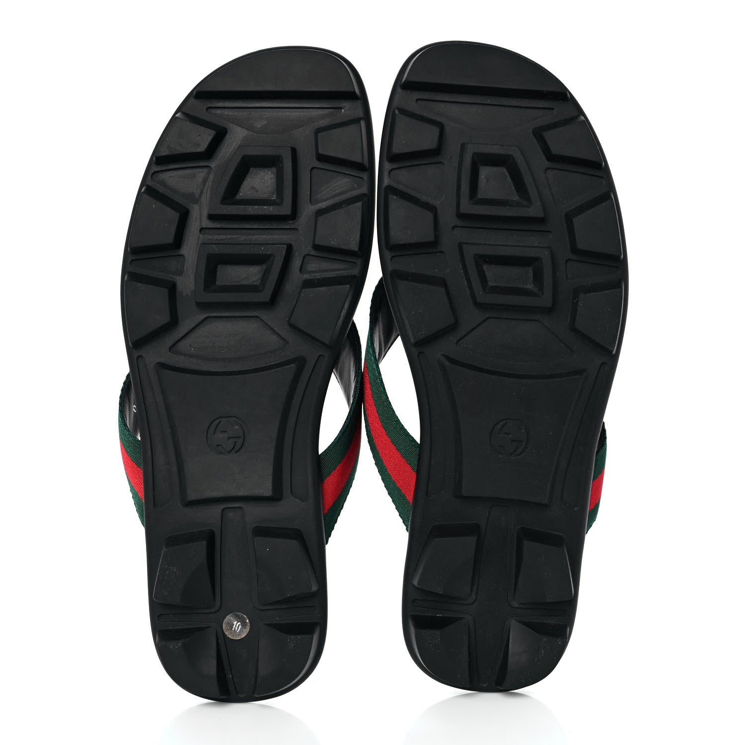 Gucci Nylon Calfskin Web Mens Cleat Sole Thong Sandals 10 Black Red Blue 5 of 10