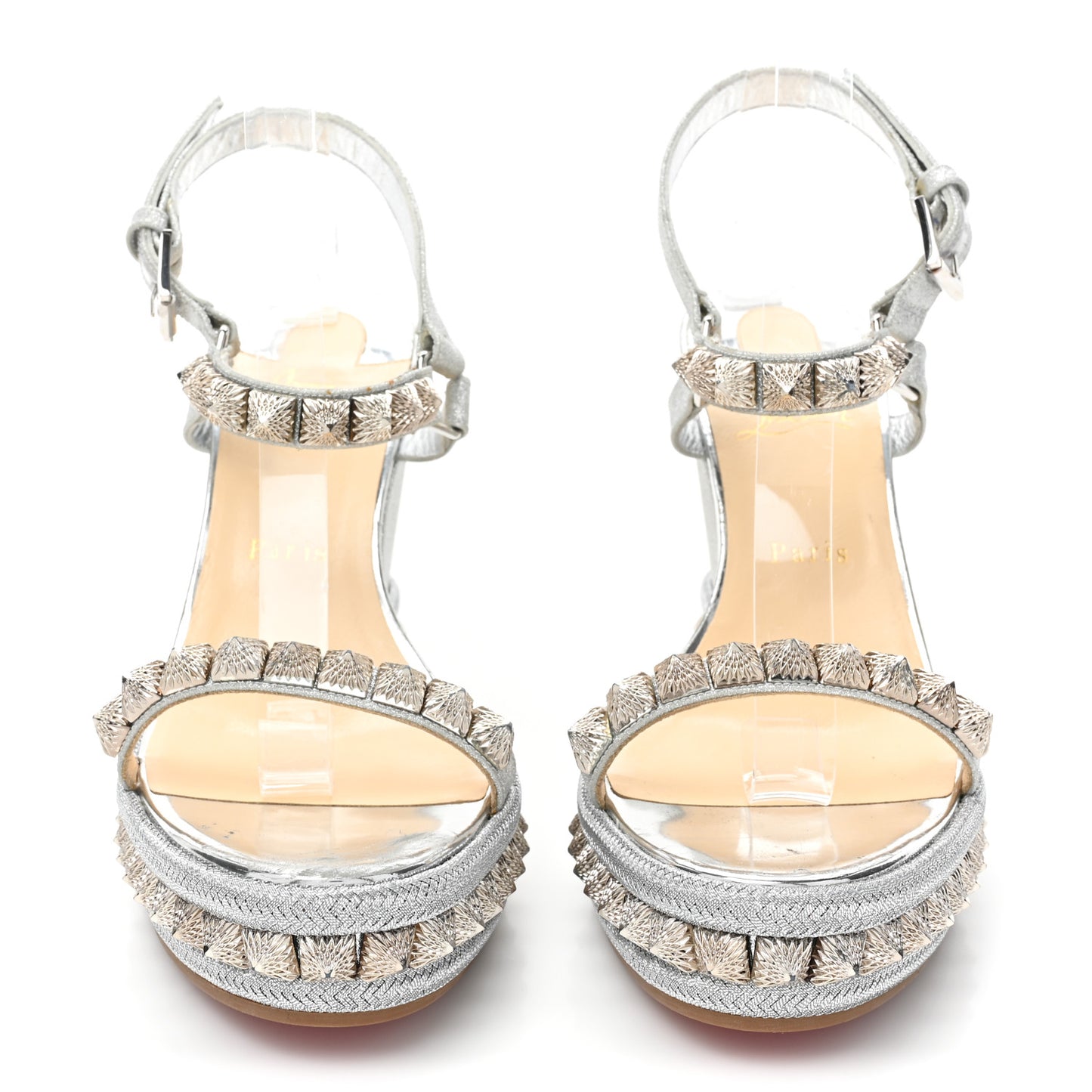 Glitter Nappa Mica Pyraclou 110 Wedge Sandals 41 Silver