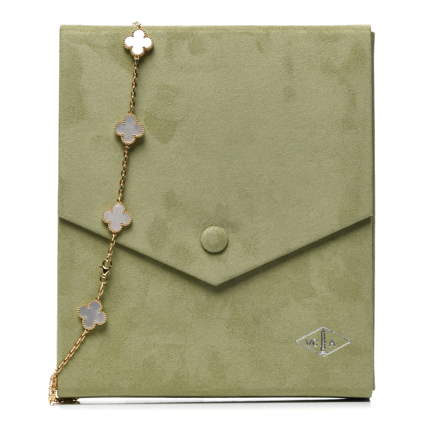 18K Yellow Gold Mother of Pearl 10 Motifs Vintage Alhambra Necklace