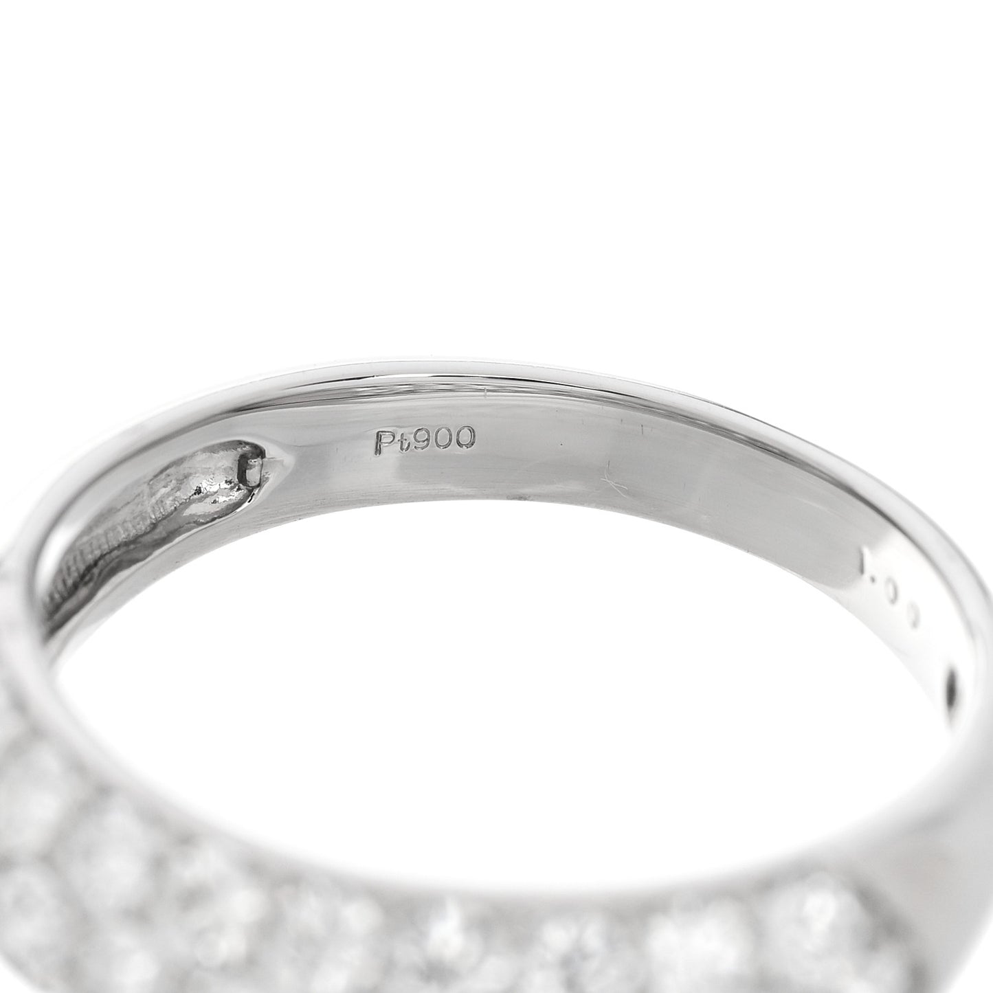 Platinum Diamond 1.00ctw Three Row Half Eternity Band Ring 49 5