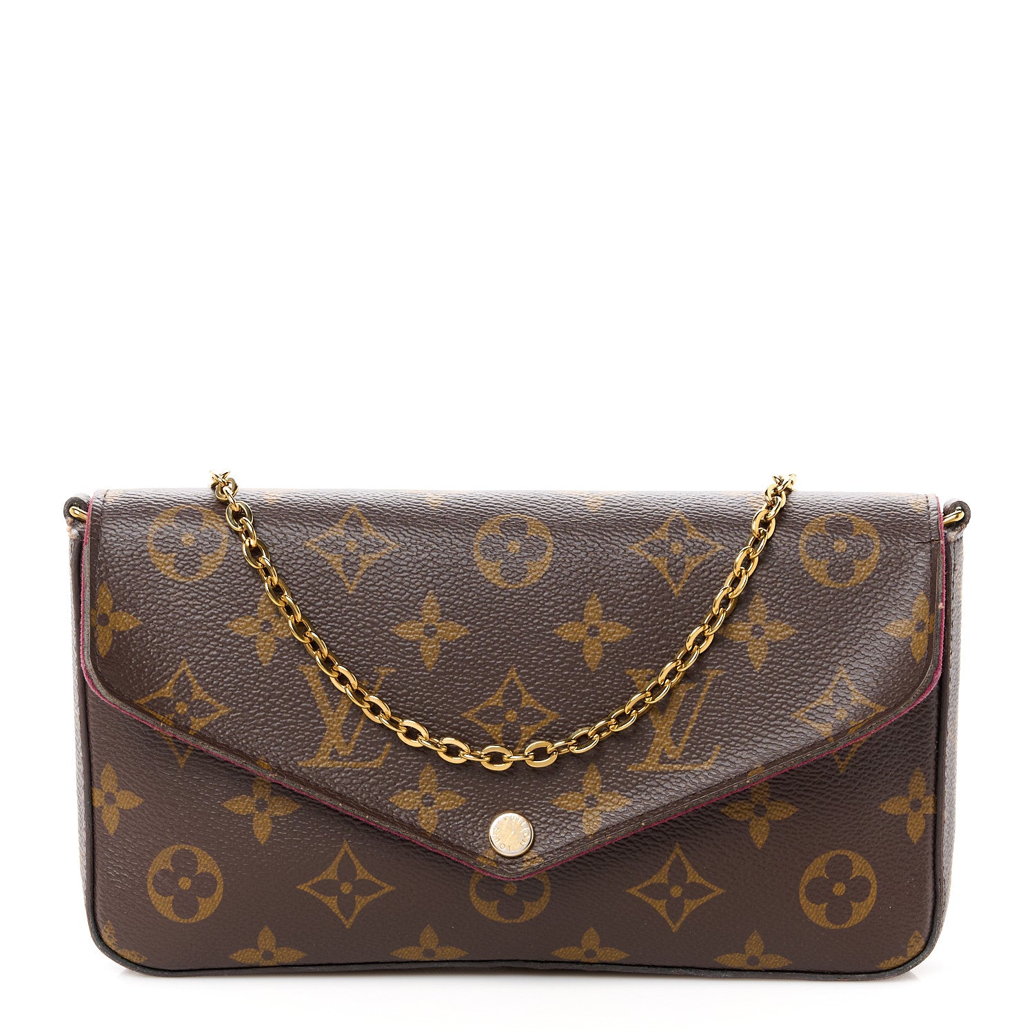 Louis Vuitton Monogram Pochette Felicie Chain Wallet Fuchsia 1 of 11
