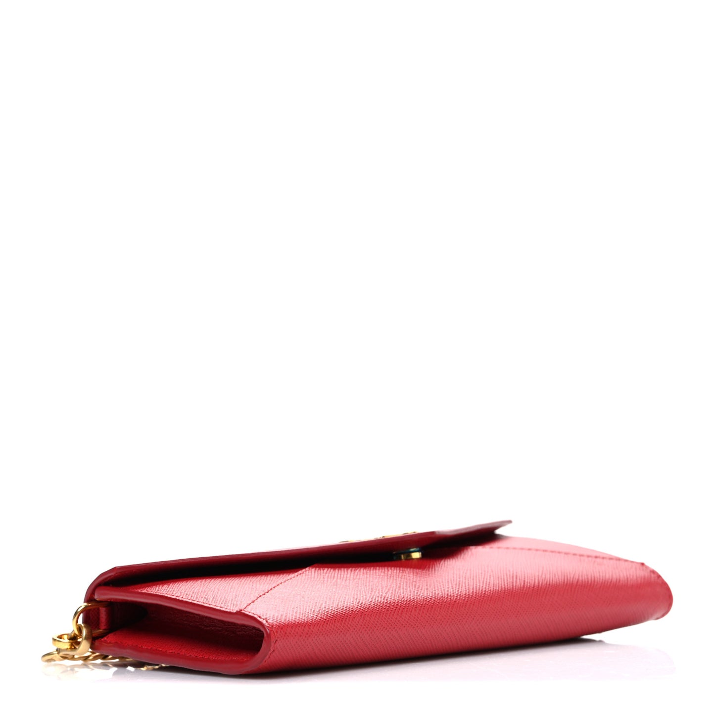Saffiano Metal Envelope Wristlet Crossbody Wallet Fuoco
