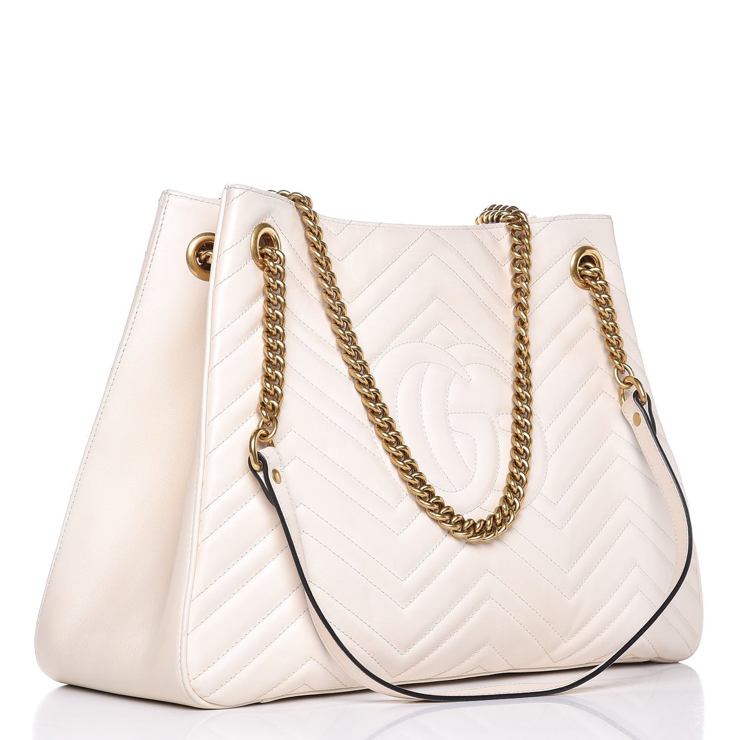 Calfskin Matelasse Medium GG Marmont Shoulder Tote Bag White