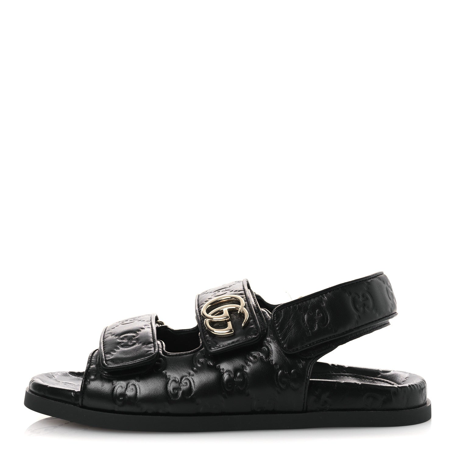 Gucci Guccissima GG Embossed Womens Sandals 37 Black 1848289