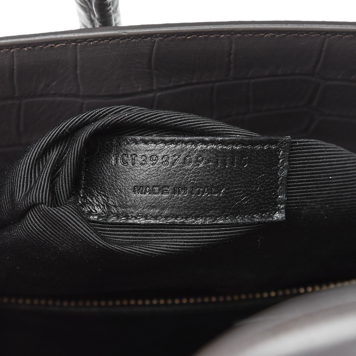 Saint Laurent Calfskin Crocodile Embossed Small Sac De Jour Earth 8 of 15