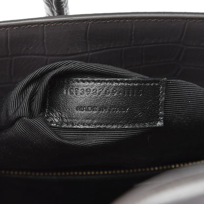 Saint Laurent Calfskin Crocodile Embossed Small Sac De Jour Earth 8 of 15