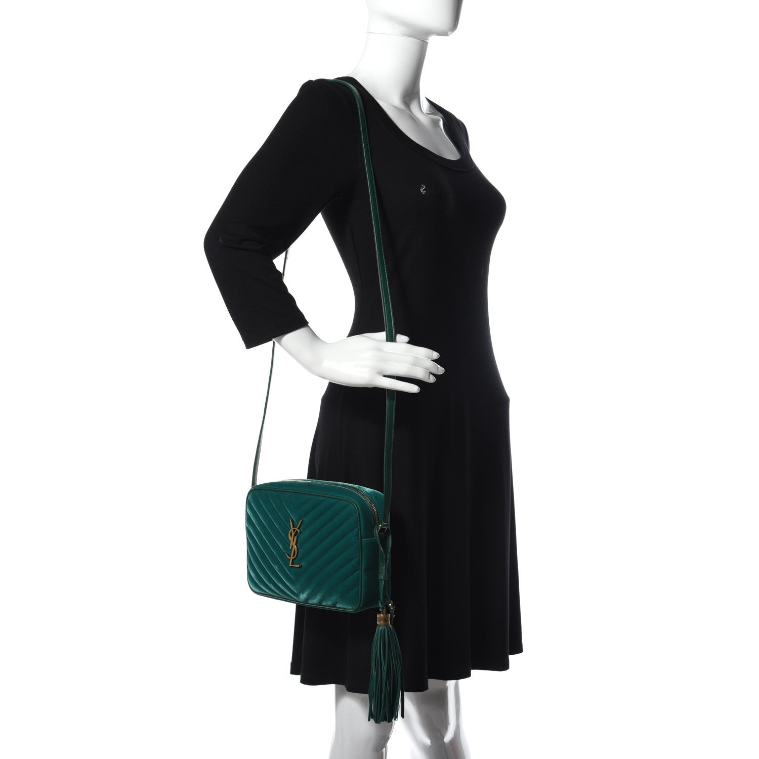 Saint Laurent Velvet Matelasse Monogram Lou Camera Bag Deep Malachite 2 of 8