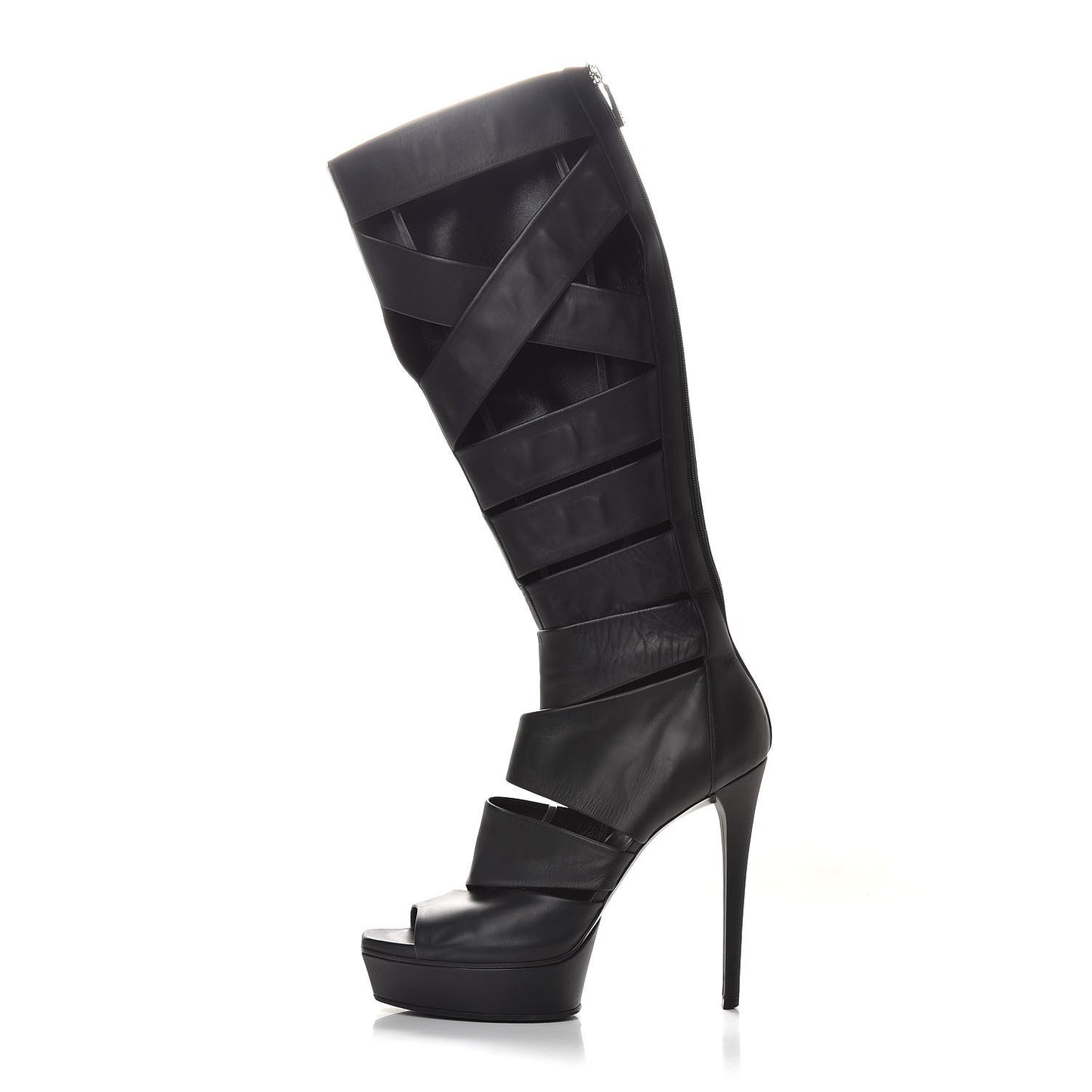 Calfskin Helena Tall Cutout Boots 41 Black