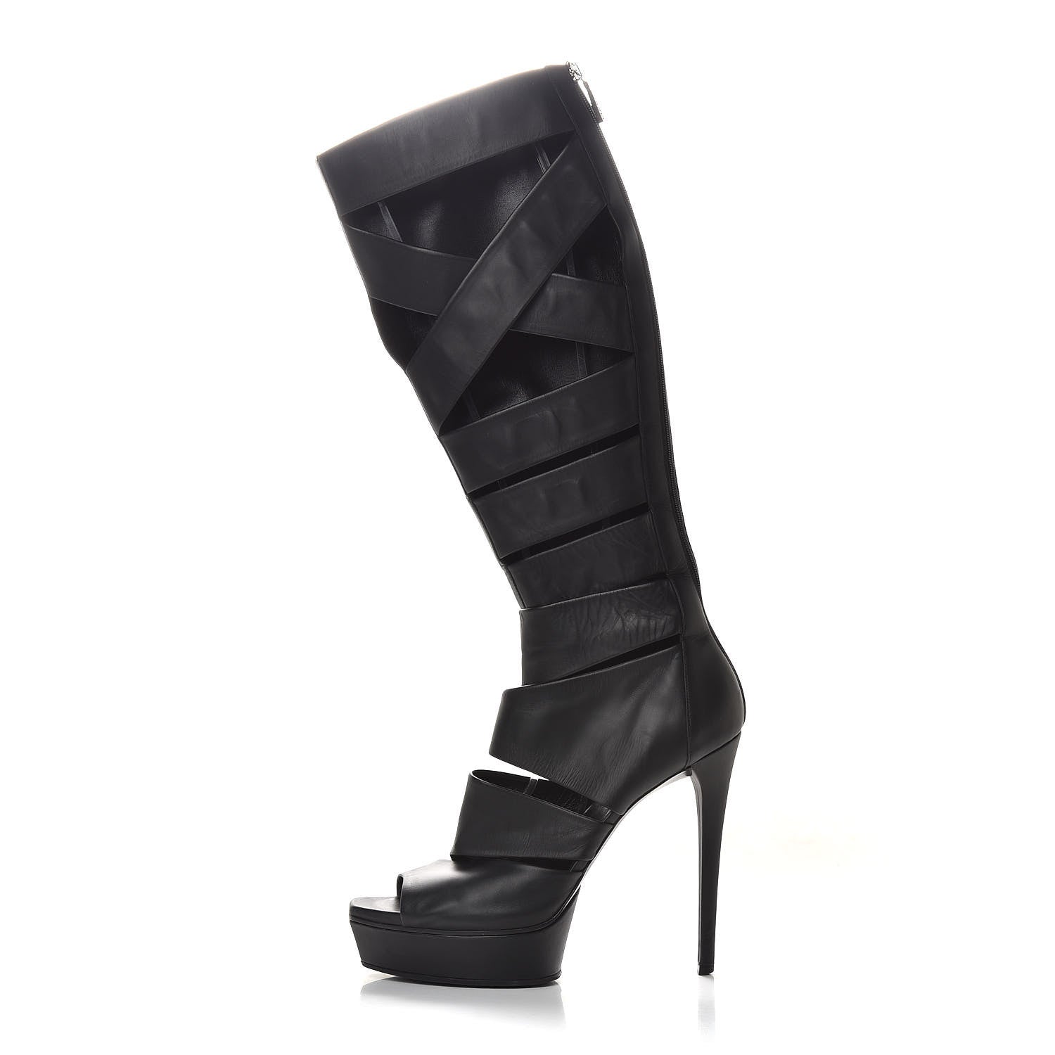 Gucci Calfskin Helena Tall Cutout Boots 41 Black 1 of 9