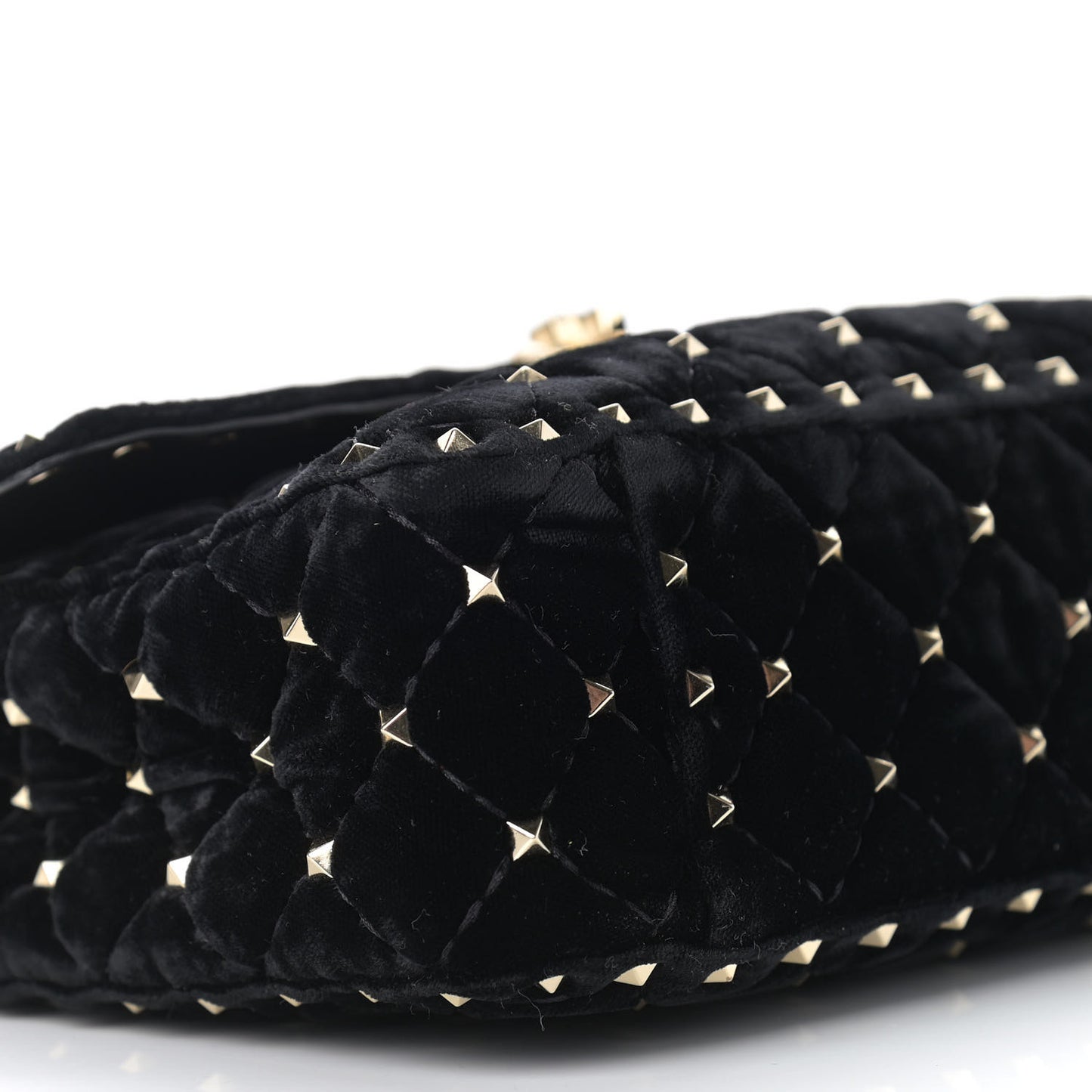 Velvet Medium Rockstud Spike Shoulder Bag Black