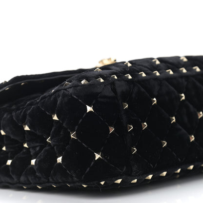 Valentino Garavani Velvet Medium Rockstud Spike Shoulder Bag Black 8 of 9
