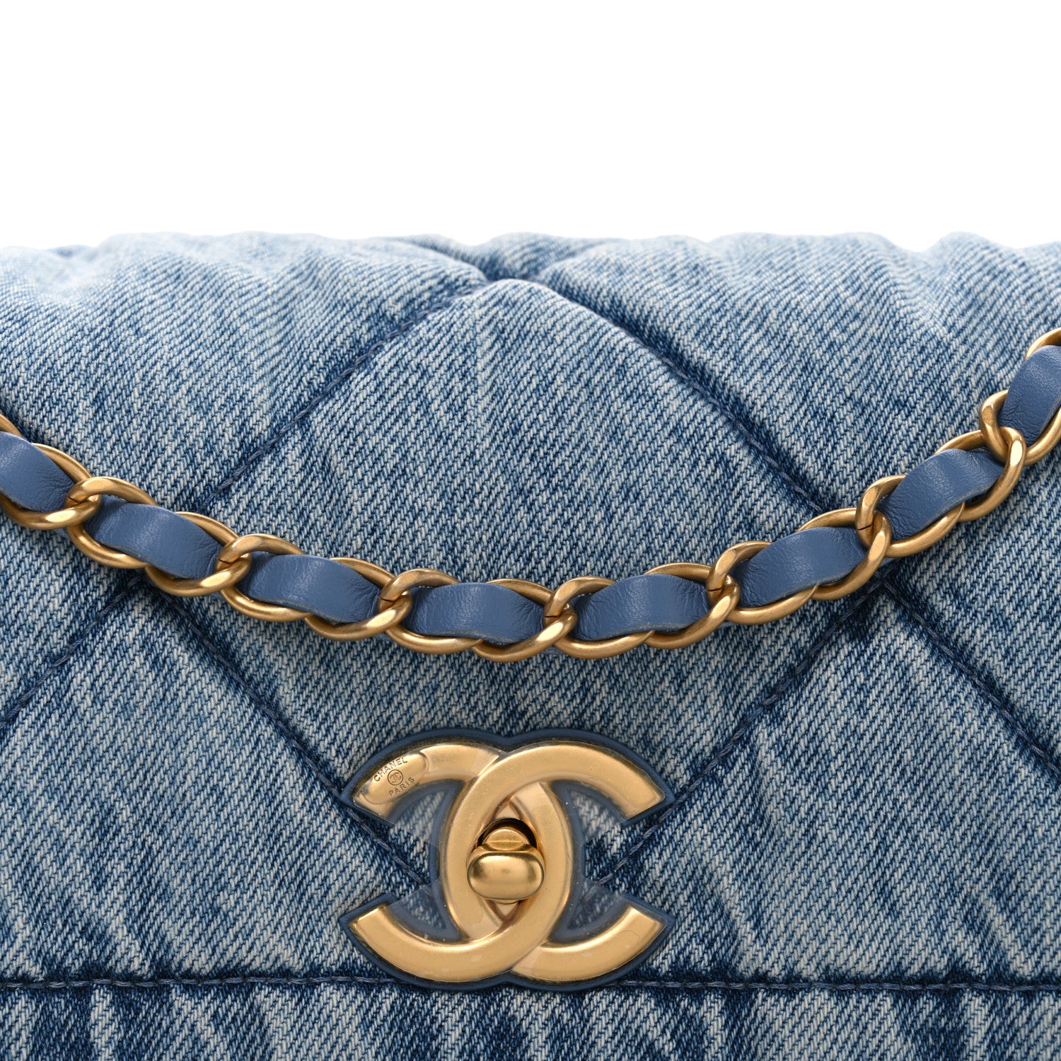 Chanel Washed Denim Quilted Large Flap Bag Blue 8 of 10