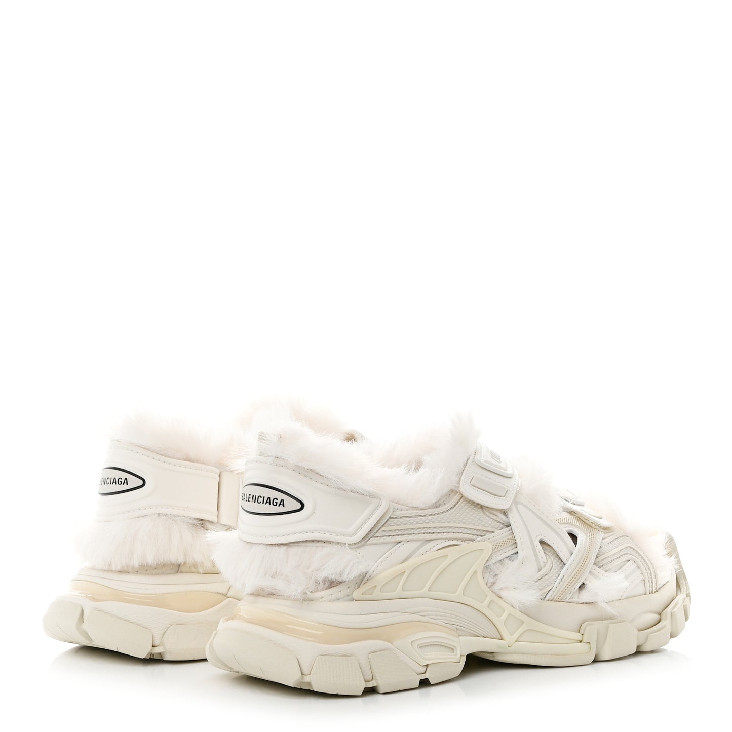 Faux Fur Rubber Mesh Womens Track Sandals 37 Beige