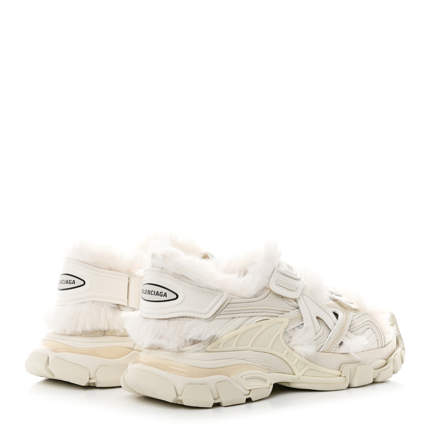 Balenciaga Faux Fur Rubber Mesh Womens Track Sandals 37 Beige 4 of 8