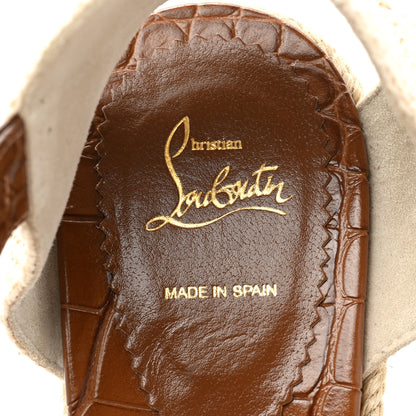 Christian Louboutin Calfskin Crocodile Embossed Amelia 90 Espadrille Wedges 38 Brown 7 of 8