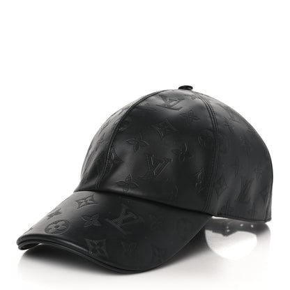 Louis Vuitton Calfskin Monogram Shadow Baseball Cap 60 Black 1 of 7