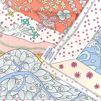 Hermes Silk Le Premier Chant Scarf 90 Abricot Ciel Vert 2 of 3
