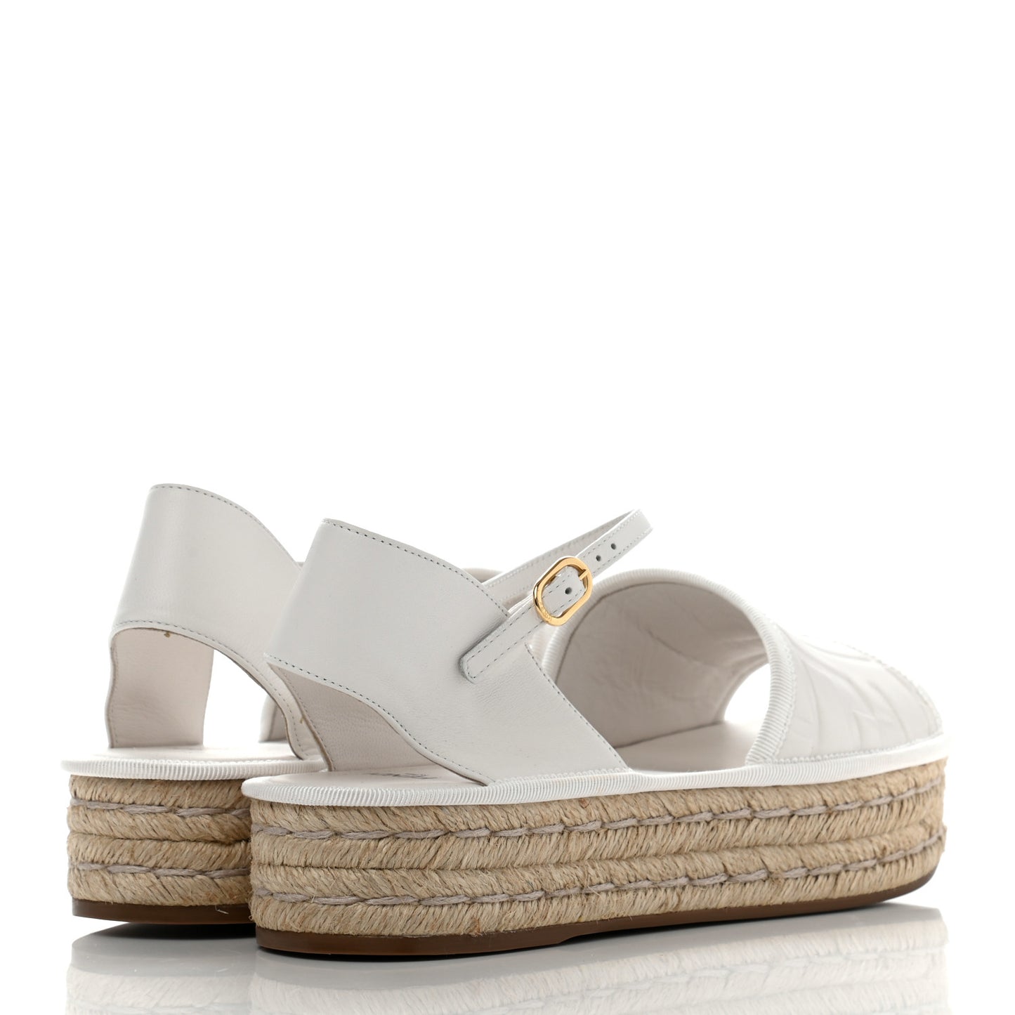 Nappa FF Embossed Espadrille Platform Sandals 37.5 Snow