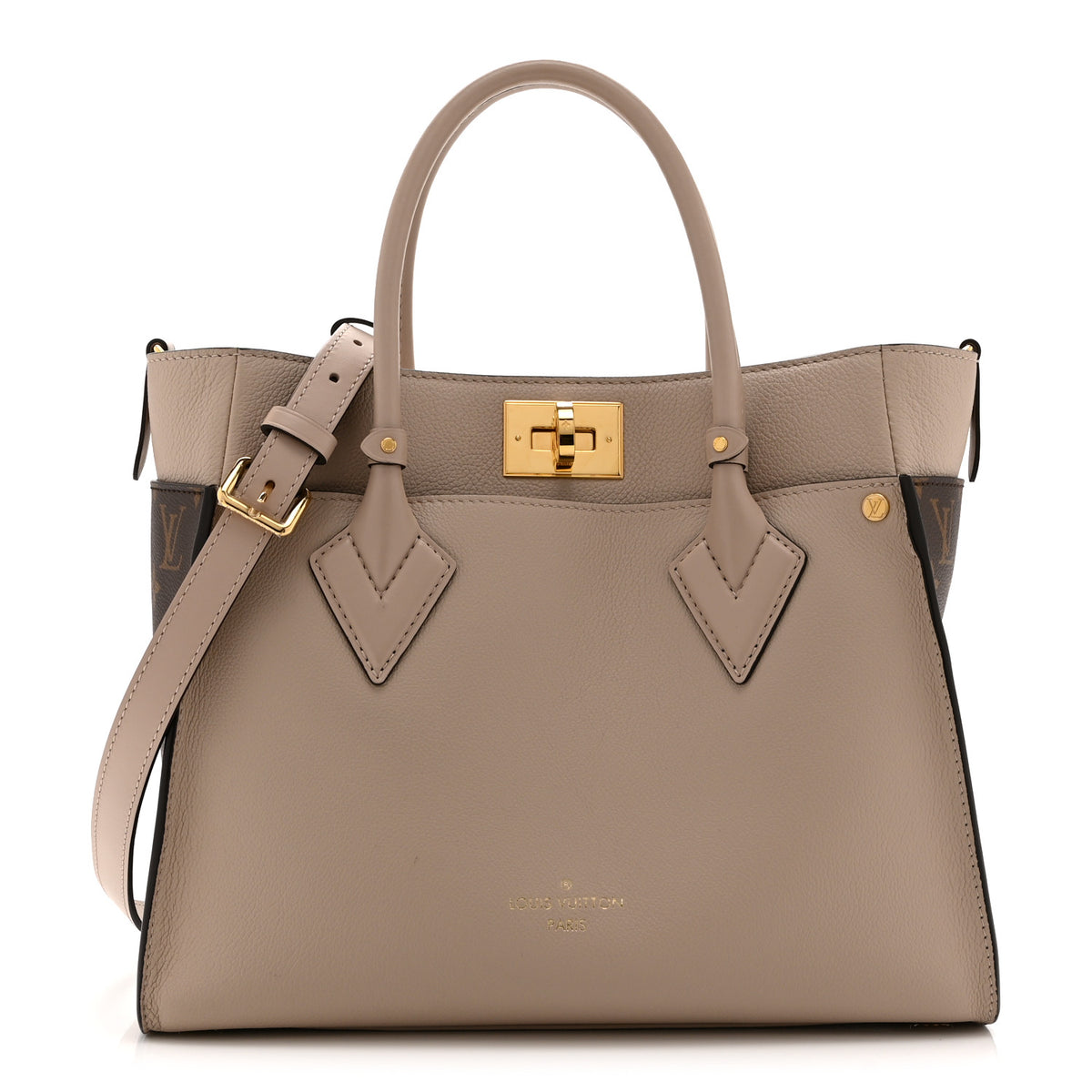 Louis Vuitton Calfskin Monogram On My Side MM Greige 1 of 9