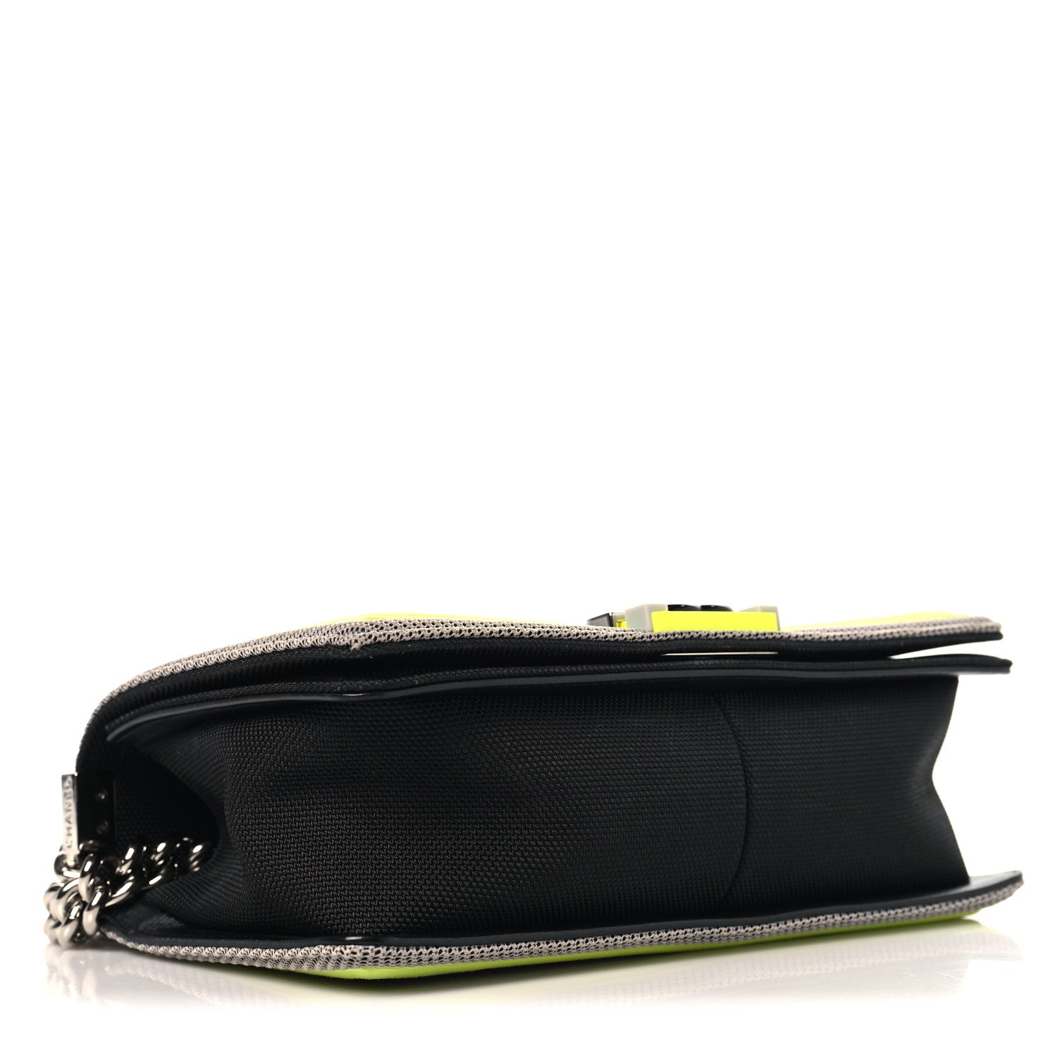 Chanel Canvas Quilted Medium Fluo Boy Flap Black Grey Yellow 4 of 11