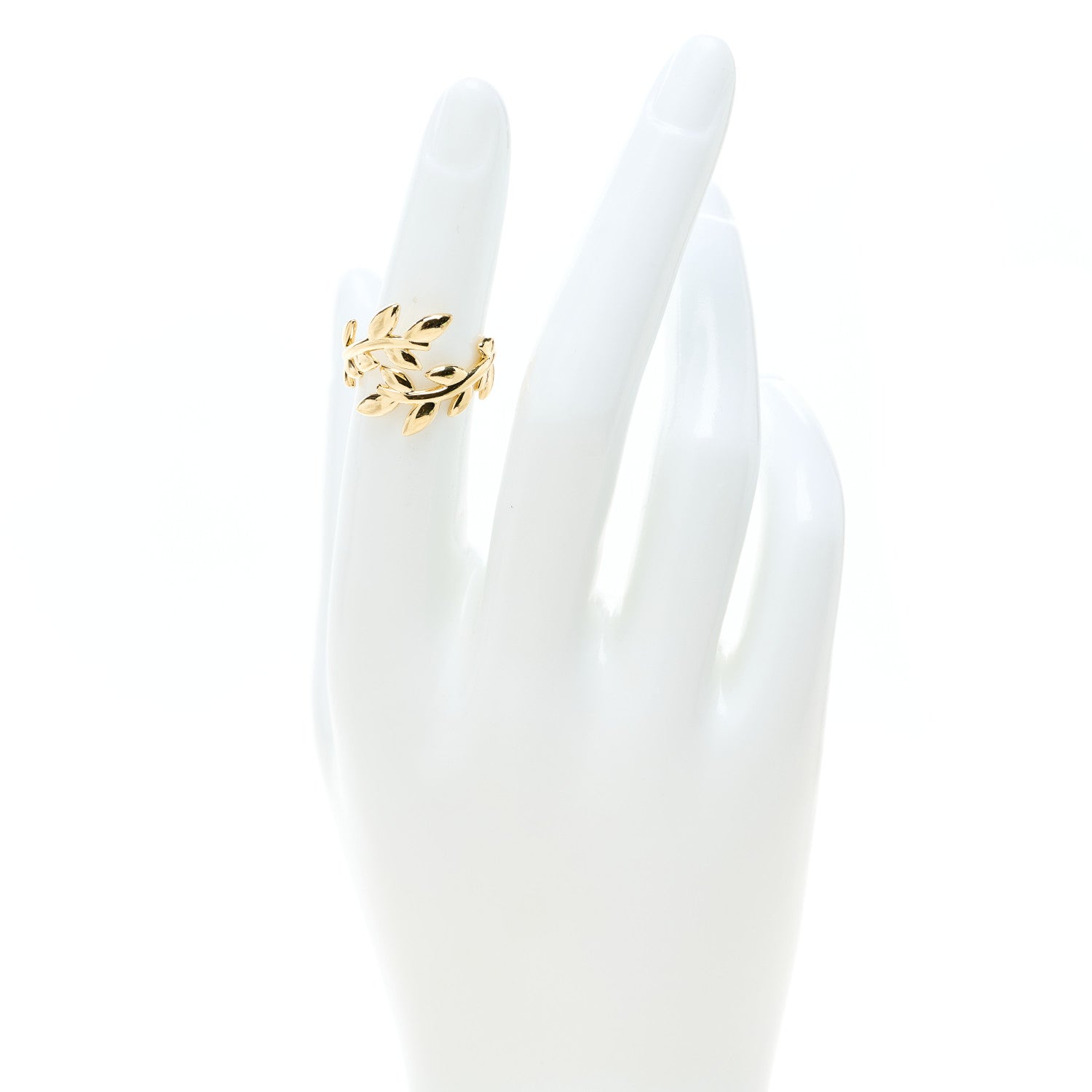 Tiffany 18K Yellow Gold Paloma Picasso Olive Leaf Bypass Ring 48 4.5 2 of 5