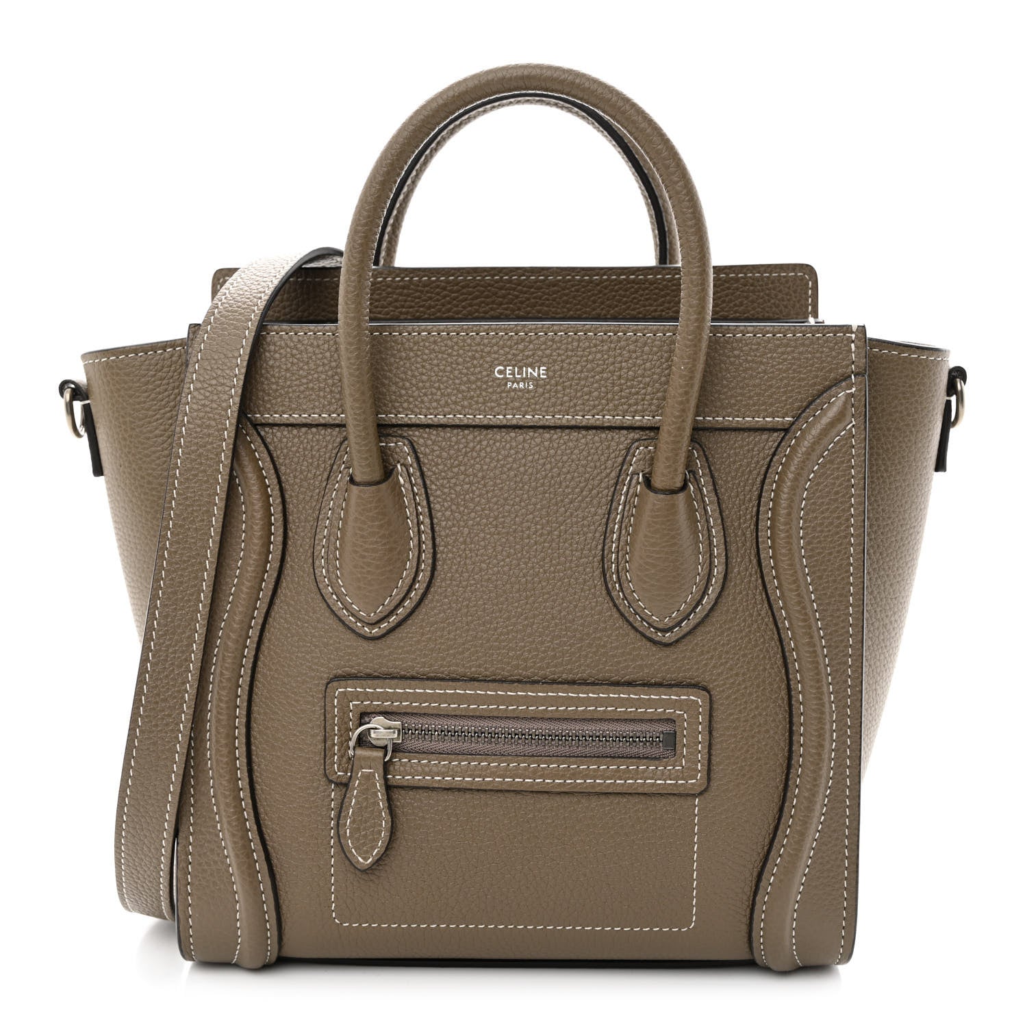 Celine Drummed Calfskin Nano Luggage Souris 1 of 10