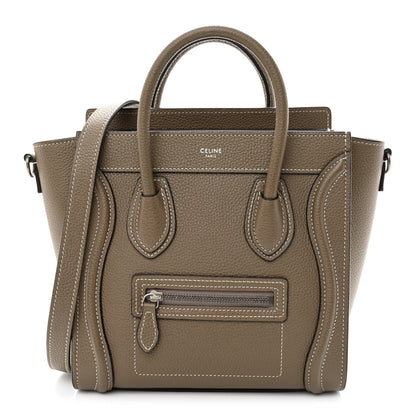 Celine Drummed Calfskin Nano Luggage Souris 1 of 10