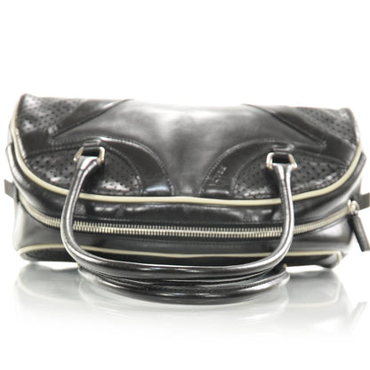 Prada Vitello Drive Perforated Bowling Bag Black 8 of 8