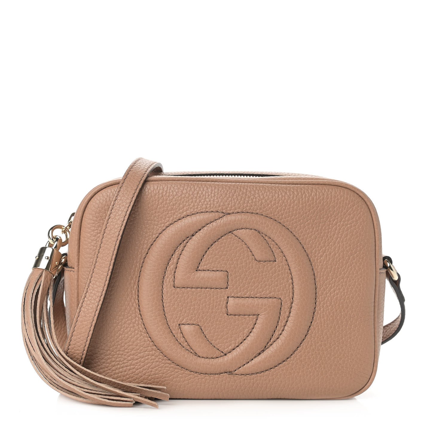 Pebbled Calfskin Small Soho Disco Bag Camelia