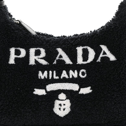 Prada Terry Cloth Mini Re-Edition 2000 Bag Black White 8 of 8