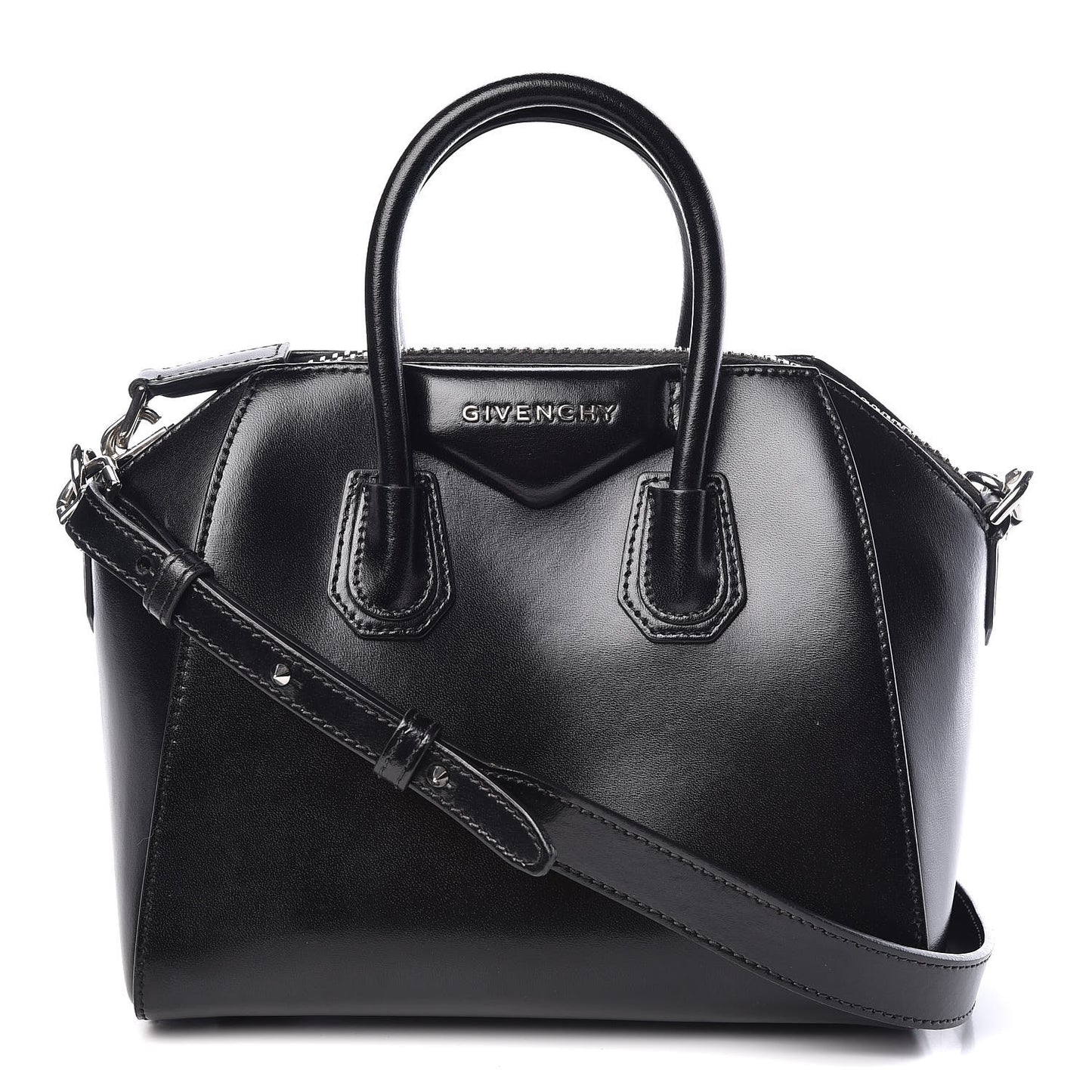 Shiny Lord Calfskin Mini Antigona Black