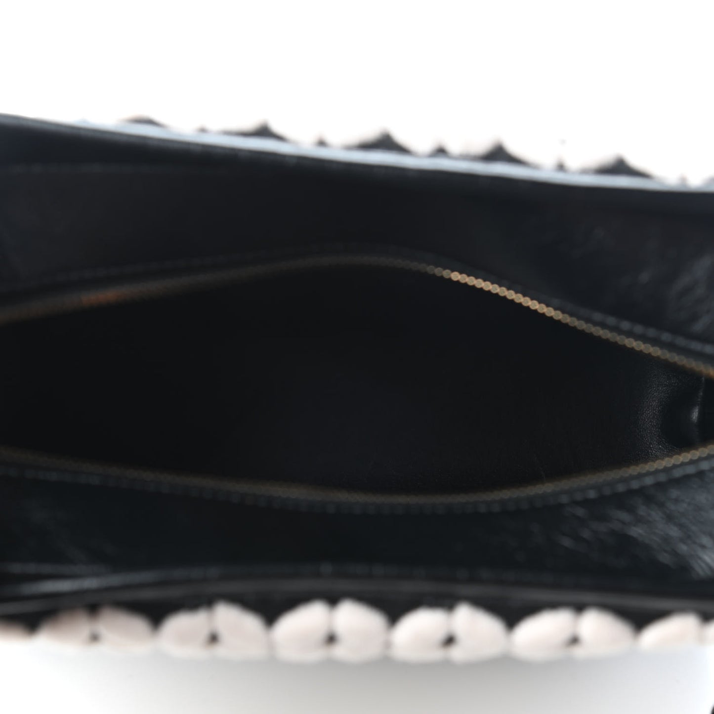 Wool Calfskin Medium Gabrielle Hobo Black White