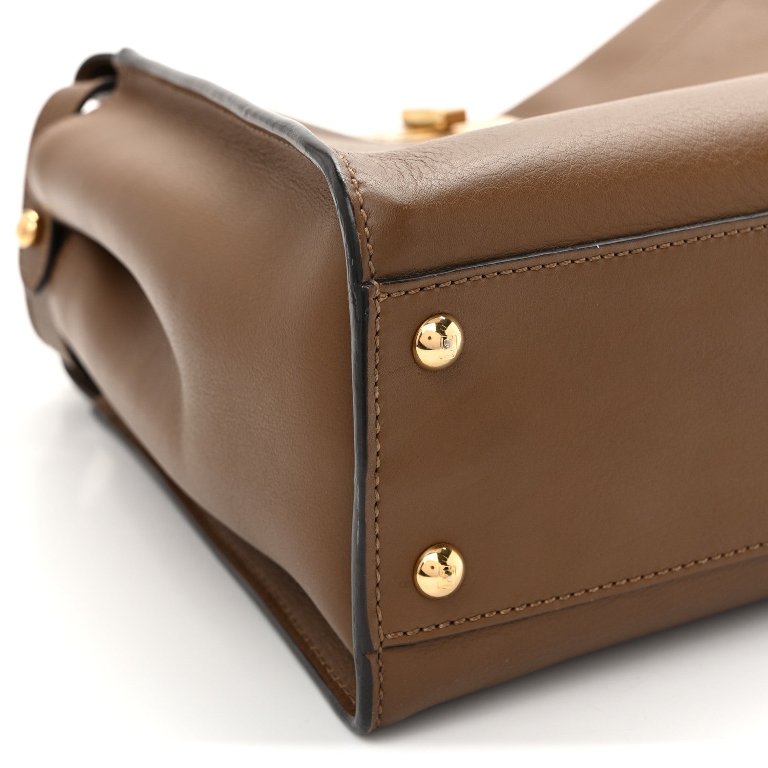 Fendi Vitello Seta Fabric Jacquard Pequin Medium Peekaboo Iconic Satchel Foresta Tobacco 10 of 11