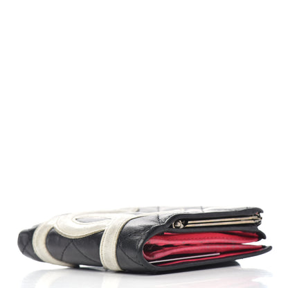 Chanel Calfskin Quilted Cambon Bi-Fold Wallet Black White 4 of 7