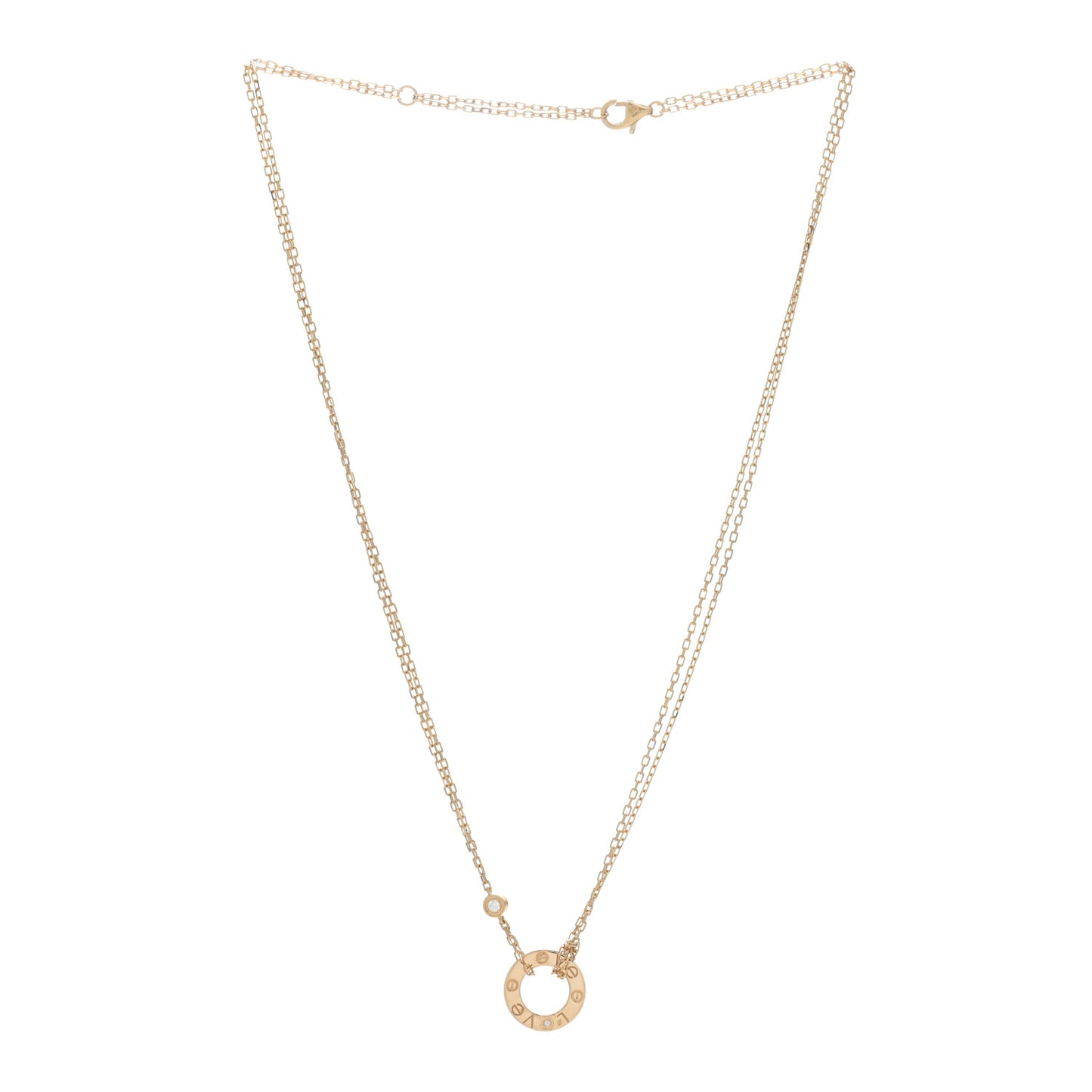 18K Yellow Gold 2 Diamond LOVE Necklace
